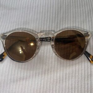 Round Clear Sunglasses with Brown Lenses